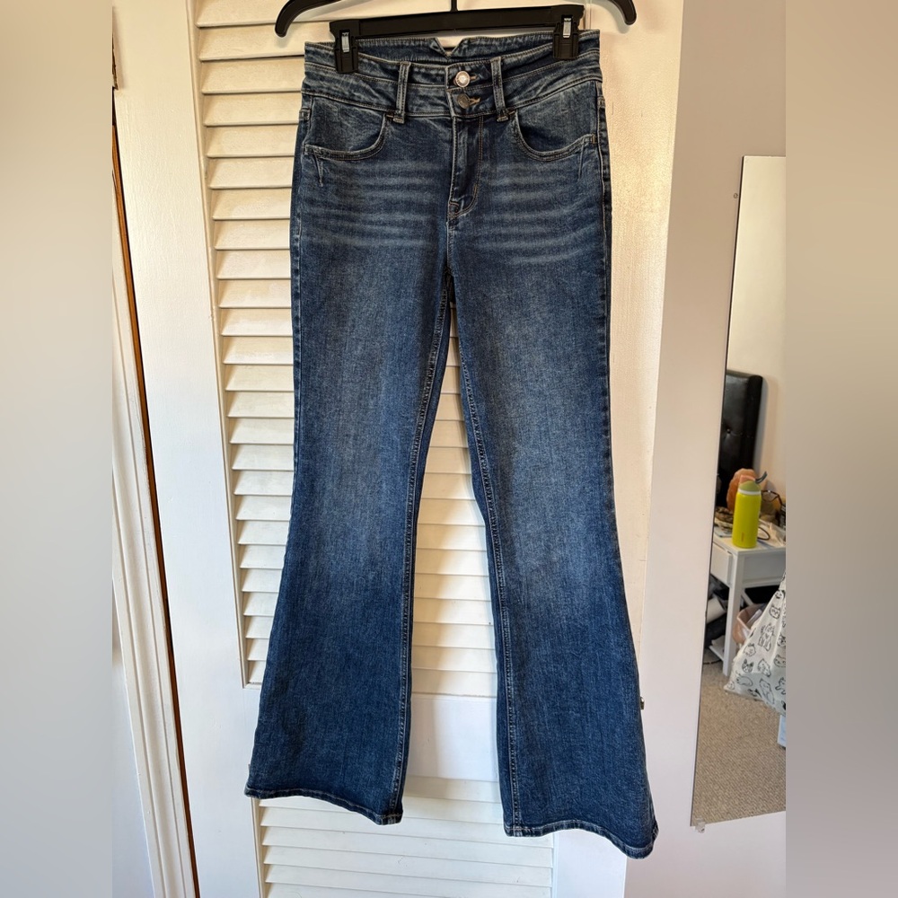 Maurices Women's Blue Flare Jeans - Mid to Dark Wash